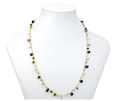 Pre-owned Spyglass Designs Multiple Gemstone Necklace Amethyst Topaz Peridot Pearl 14k Gold Filled 36 Inch In Multicolor