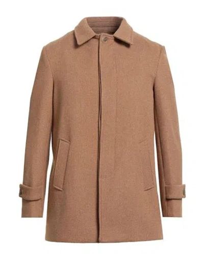Squad² Man Coat Camel Size 42 Cotton, Elastane In Sand