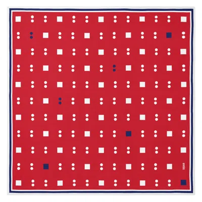 Squaïr Women's Blue / White / Red Syntax  Red Square Silk Scarf In Blue/white/red