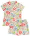 Squishmallow Big Girls Button-down Pajama & Shorts, 2 Piece Set In White Print