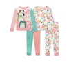 Squishmallow Girls 4-10 4-piece Bunny Fleece Tight Fit Pajama Set In Pink