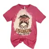 Squishy Faces Women's Messy Bun Stronger Bleached Tee Top In Pink In Pink