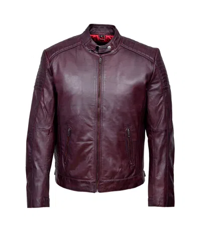 Pre-owned Sr Real Leather Men's Retro 80's Stylish Bomber Oxblood Classic Soft Italian Napa Leather Jacket