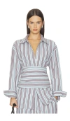 Srg Aubrey Shirt In Light Blue & Pink Stripe