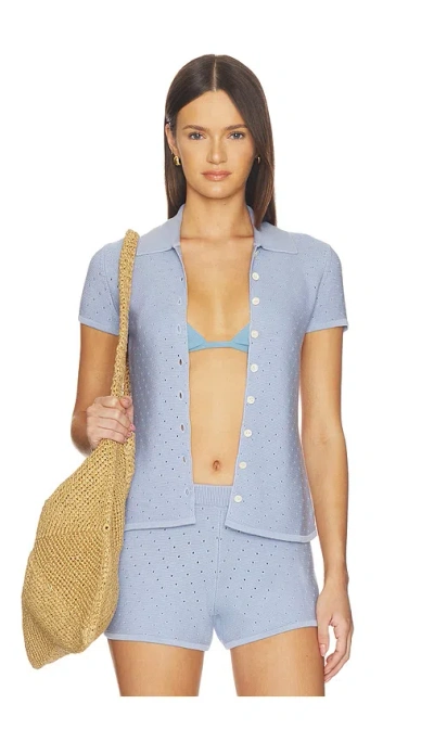 Srg Gidget Knit Polo Cardigan In Blue