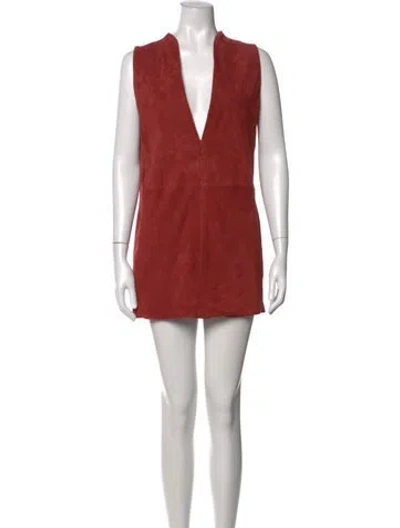 Pre-owned Srg Goat Leather Mini Dress In Red