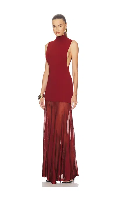 Srg Kera Mock Neck Knit Gown In Red