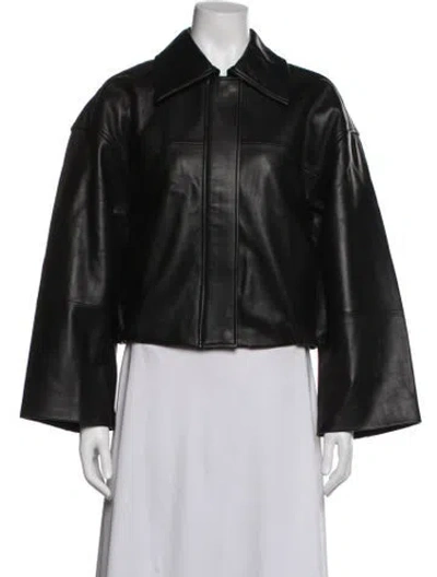 Pre-owned Srg Lamb Leather Biker Jacket W/ Tags In Black