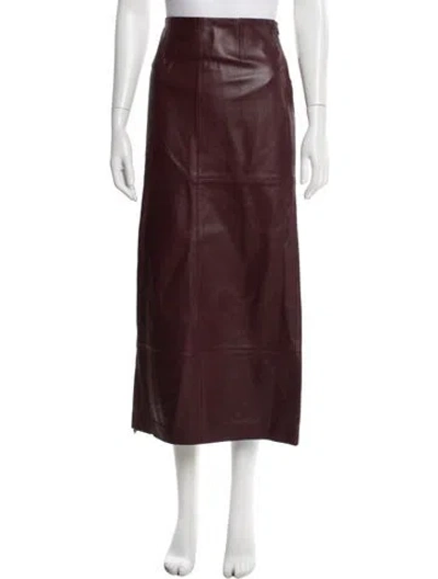Pre-owned Srg Lamb Leather Long Skirt W/ Tags In Burgundy