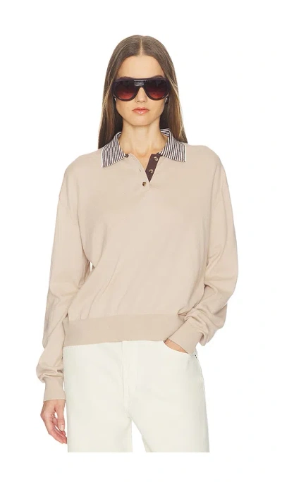 Srg Marielle Long Sleeve Knit Polo In Nude