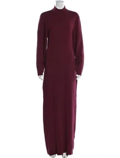 Pre-owned Srg Mock Neck Long Dress In Burgundy