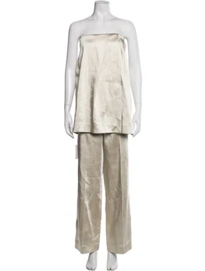 Pre-owned Srg Pleated Accents Pant Set In Neutrals