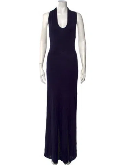 Pre-owned Srg Plunge Neckline Long Dress In Blue