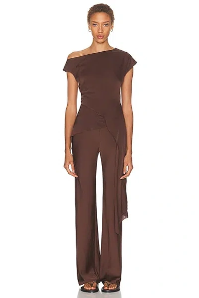 Srg Selena Silk Top In Brown