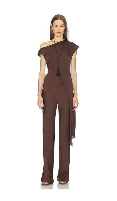 Srg Selena Silk Top In Brown
