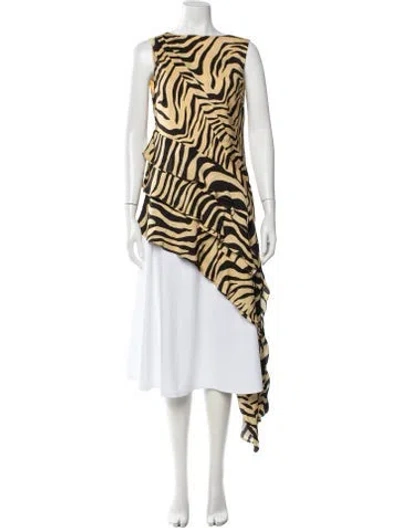 Pre-owned Srg Silk Animal Print Top In Multicolor