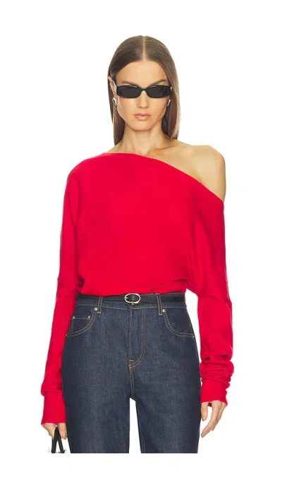 Srg Yolaine Cashmere Off-shoulder Sweater In Red