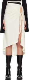 Srvc Off-white Ruched Midi Skirt In Cream