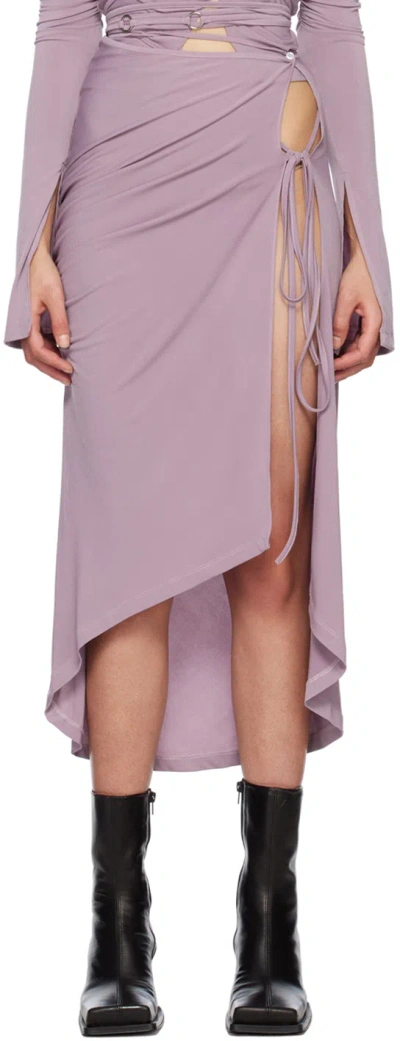 Srvc Purple Ruched Midi Skirt In Lilac