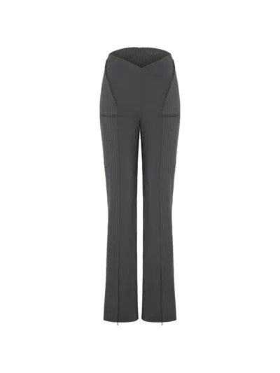 Srvc Studio Cocoon Asymmetric Pinstripe-panel Trousers In Black