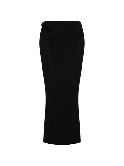 Srvc Studio Cut-out Ribbed Fitted Maxi Skirt In Black