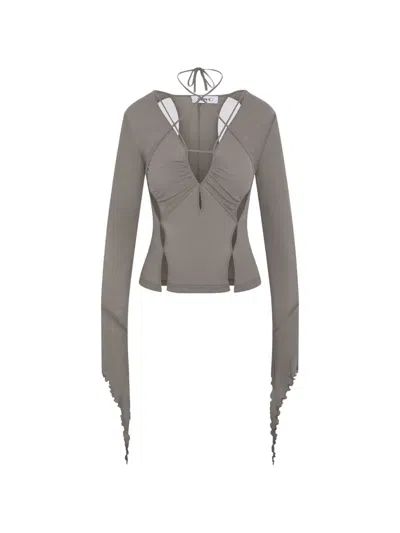 Srvc Studio Cut-out Ruched Top In Gray