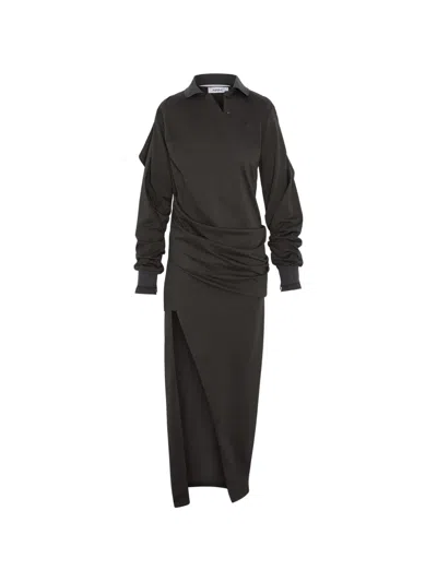 Srvc Studio Draped Maxi Dress In Black