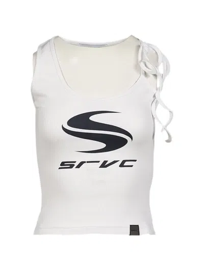 Srvc Studio Graphic-print Tie-strap Tank Top In 화이트