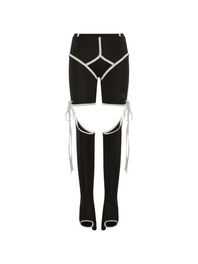 Srvc Studio Long John Contour-panel Tie-detail Shorts In Black