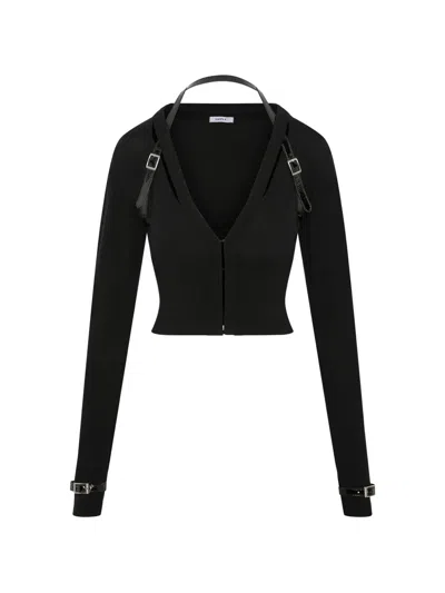 Srvc Studio Nocturne Buckled-detail Cardigan In Black