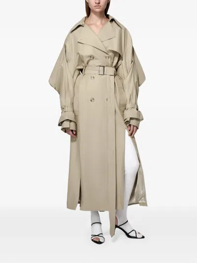 Srvc Studio Sentinal Cape-back Trench Coat In Neutral