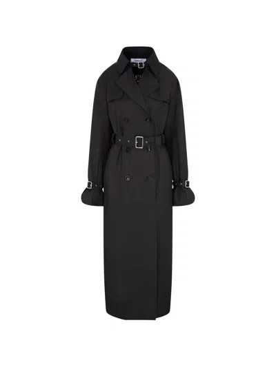 Srvc Studio Seren Double-breasted Trench Coat In Black