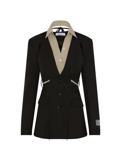 Srvc Studio Serpentine Cut-out Tailored Jacket In Black
