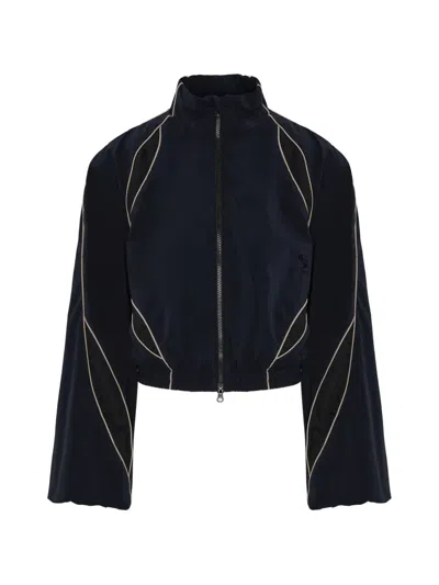 Srvc Studio Slash Cropped Track Jacket In Blue