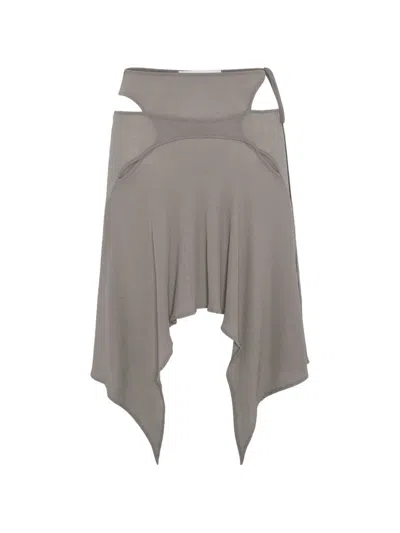 Srvc Studio Stiletto Cut-out Asymmetric Midi Skirt In Gray