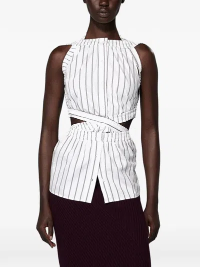 Srvc Studio Striped Cut-out Top In White