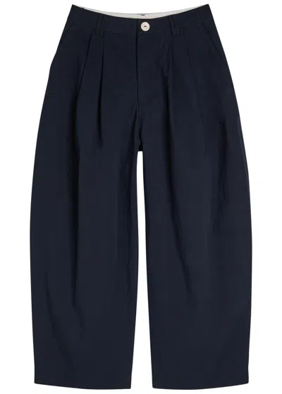 S.s. Daley Ss Daley Clarence Barrel-leg Cotton-blend Poplin Trousers In Blue