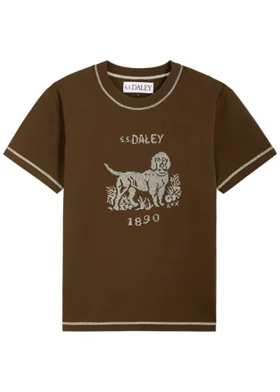 S.s. Daley Ss Daley Cross-stitched Cotton T-shirt In Brown