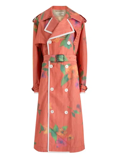 S.s. Daley Edna Floral Belted Trench Coat In Red