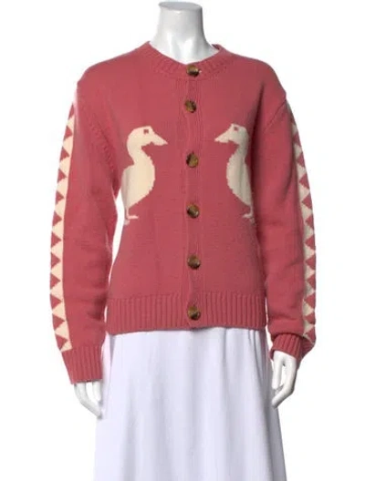 Pre-owned S.s. Daley Lambswool Graphic Print Sweater In Pink