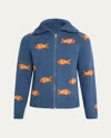 S.s. Daley Men's Wool Goldfish Knit Full-zip Sweater In Blue