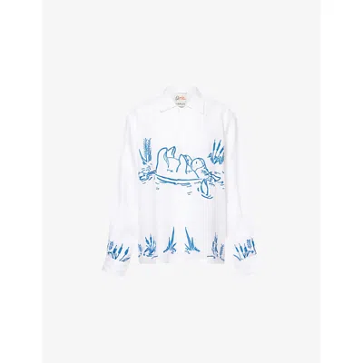 S.s. Daley Womens  Harry Lambert For Ss Daley X Disney Winnie The Pooh Embroidered Linen Shirt In White