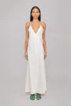 Leset Barb Backless Satin Maxi Dress In Creme