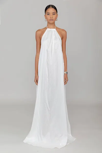 Leset Yoko Halter Maxi Dress In White