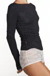 Ss25 Amelia Top In Black And White Polka Dot