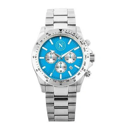 Pre-owned Ssc Napoli Mens Wristwatch  P-n0471ua1 Chrono Stainless Steel Light Blue Official