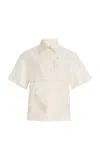 S.s. Daley Ada Hand-embroidered Sheer Cotton-silk Shirt In Neutral