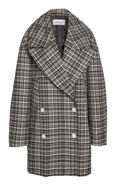 S.s. Daley Cora Wool-blend Pea Coat In Black,white