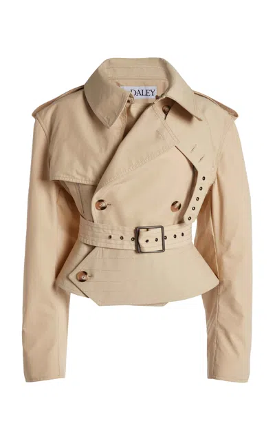 S.s. Daley Evelyn Cotton Gaberdine Cropped Trench In Ivory