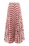 S.s.daley Kate Pleated Argyle-print Silk-twill Maxi Skirt